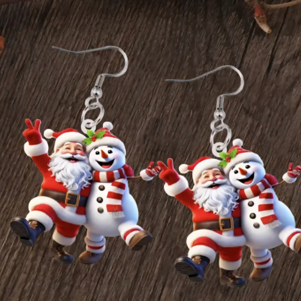 Santa and Snowman Festive Earrings